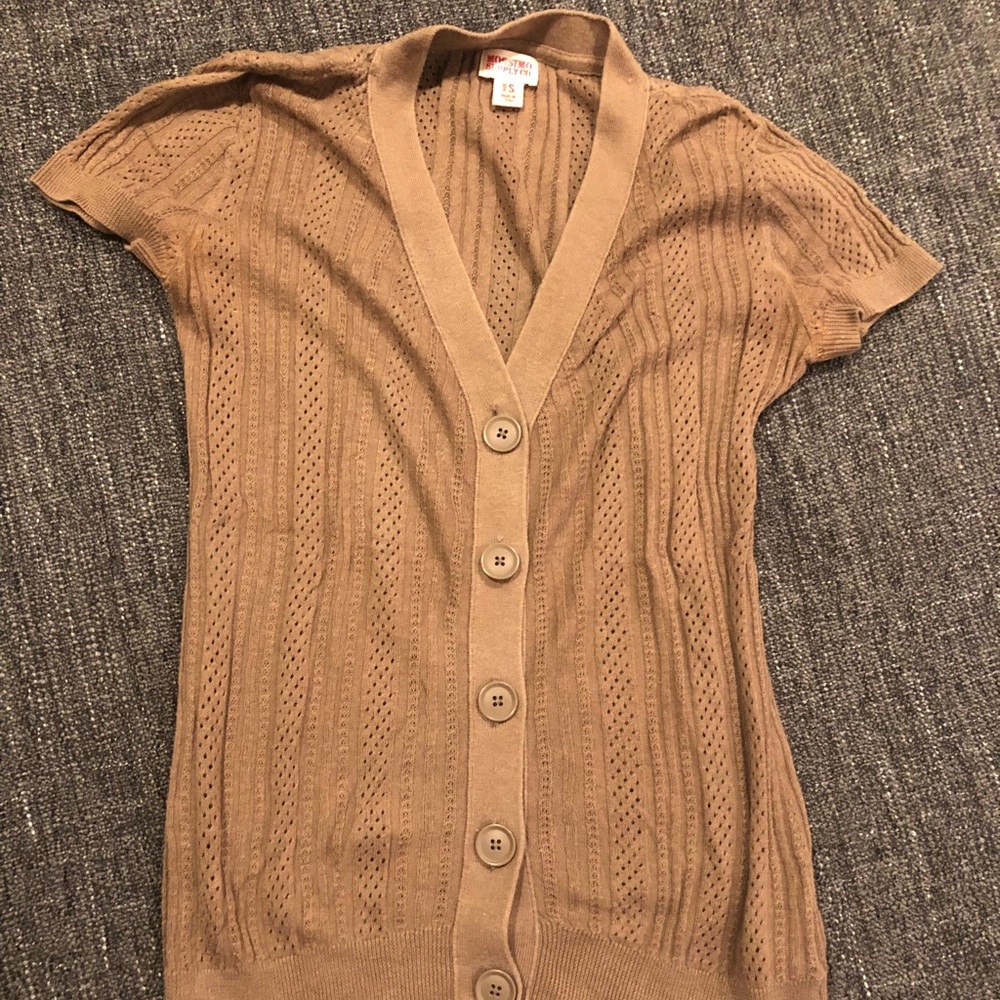 Brown short sleeve cardigan